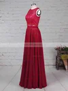 A-line Scoop Neck Lace Chiffon Floor-length Bridesmaid Dresses #Milly01013541
