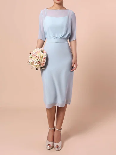 Sheath/Column Scoop Neck Chiffon Knee-length Sashes / Ribbons Bridesmaid Dresses #Milly01013551