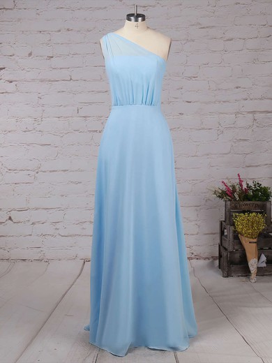A-line One Shoulder Chiffon Floor-length Ruffles Bridesmaid Dresses #Milly01013561