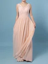 A-line V-neck Lace Chiffon Floor-length Sashes / Ribbons Bridesmaid Dresses #Milly01013574