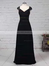 Empire V-neck Lace Chiffon Floor-length Ruffles Bridesmaid Dresses #Milly01013582