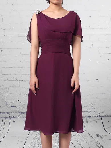 A-line Scoop Neck Chiffon Knee-length Ruffles Mother of the Bride Dresses #Milly01021698