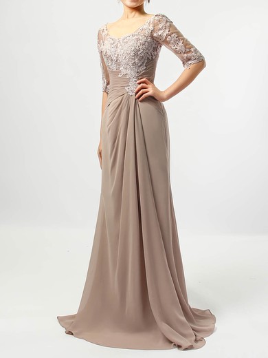 A-line V-neck Chiffon Tulle Floor-length Appliques Lace Mother of the Bride Dresses #Milly01021705