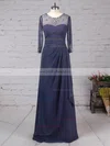 A-line Scoop Neck Chiffon Tulle Floor-length Beading Mother of the Bride Dresses #Milly01021730