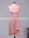 Sheath/Column Scoop Neck Lace Chiffon Knee-length Ruffles Mother of the Bride Dresses #Milly01021688