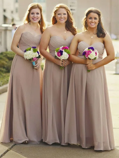 A-line Sweetheart Chiffon Floor-length Ruffles Bridesmaid Dresses #Milly01013684