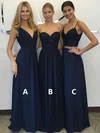 A-line V-neck Chiffon Floor-length Lace Bridesmaid Dresses #Milly01013601