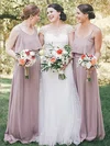 A-line Scoop Neck Chiffon Floor-length Ruffles Bridesmaid Dresses #Milly01013612