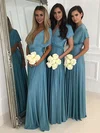 A-line V-neck Jersey Floor-length Bridesmaid Dresses #Milly01013620