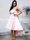 A-line Strapless Satin Asymmetrical Bow Bridesmaid Dresses #Milly01013642