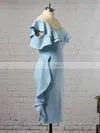 Sheath/Column One Shoulder Silk-like Satin Tea-length Ruffles Bridesmaid Dresses #Milly01013657