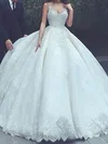 Ball Gown V-neck Lace Floor-length Wedding Dresses With Appliques Lace #Milly00023322