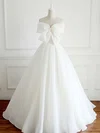 Ball Gown Straight Organza Floor-length Wedding Dresses With Bow #Milly00023337