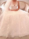 Ball Gown/Princess Illusion Lace Court Train Wedding Dresses With Flower(s) #Milly00023341