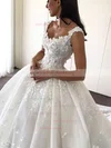 Ball Gown V-neck Satin Cathedral Train Flower(s) Wedding Dresses #Milly00023345