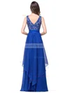 Scoop Neck Lace Chiffon Floor-length Sashes / Ribbons Royal Blue Bridesmaid Dresses #Milly010020101628