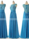 Discounted A-line Scoop Neck Chiffon Tulle Appliques Lace Light Sky Blue Bridesmaid Dresses #Milly010020101630