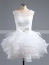 Wholesale Scoop Neck Lace Tulle with Bow Short/Mini Bridesmaid Dresses #Milly010020102158