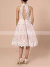 A-line High Neck Best Lace Short/Mini Flower(s) Open Back Bridesmaid Dresses #Milly010020102525