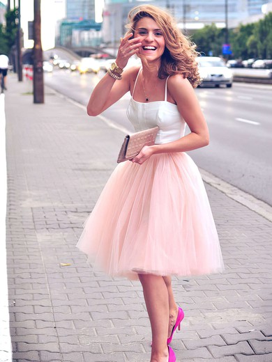 Two Piece A-line Sweetheart Tulle Knee-length Ruffles Trendy Bridesmaid Dresses #Milly010020102755