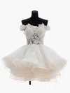 Princess Off-the-shoulder Organza Tulle Short/Mini Appliques Lace Cute Bridesmaid Dresses #Milly010020102801