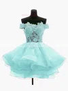 Princess Off-the-shoulder Organza Tulle Short/Mini Appliques Lace Cute Bridesmaid Dresses #Milly010020102801
