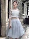 Girls Princess Off-the-shoulder Lace Tulle Knee-length Ruffles Two Piece 1/2 Sleeve Bridesmaid Dresses #Milly010020103308