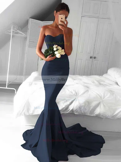 Trumpet Mermaid Sweetheart Jersey Sweep Train Bridesmaid Dresses millybridal