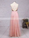 A-line V-neck Tulle Floor-length Split Front Backless Hot Bridesmaid Dresses #Milly010020103637