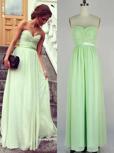 A-line Sweetheart Chiffon Floor-length with Sashes / Ribbons Bridesmaid Dresses #Milly010020104243