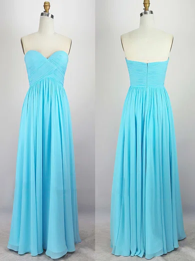 A-line Sweetheart Chiffon Floor-length Pleats Bridesmaid Dresses #Milly010020104308