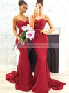 Trumpet/Mermaid Sweetheart Tulle Silk-like Satin Sweep Train Appliques Lace Bridesmaid Dresses #Milly010020105493