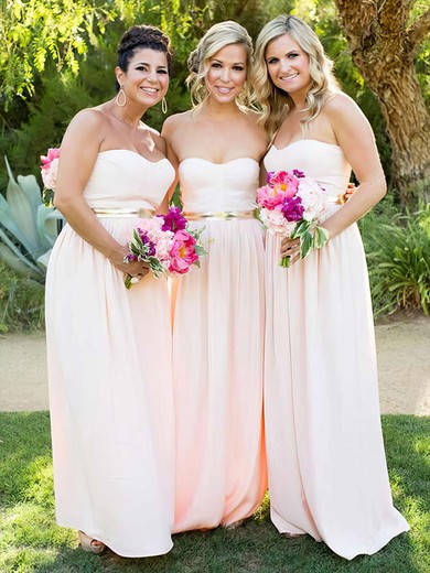A-line Sweetheart Chiffon Floor-length Sashes / Ribbons Bridesmaid Dresses #Milly01013753