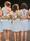 A-line V-neck Chiffon Knee-length Lace Bridesmaid Dresses #Milly01013748