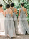 A-line One Shoulder Tulle Floor-length Ruffles Bridesmaid Dresses #Milly01013735