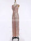 Sheath/Column V-neck Sequined Floor-length Ruffles Bridesmaid Dresses #Milly01013739