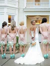 Sheath/Column Scoop Neck Lace Short/Mini Bridesmaid Dresses #Milly01013740