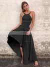 A-line Scoop Neck Silk-like Satin Asymmetrical Prom Dresses #Milly020106378