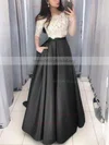 Ball Gown Off-the-shoulder Lace Satin Floor-length Pockets Prom Dresses #Milly020106380