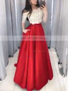 Ball Gown Off-the-shoulder Lace Satin Floor-length Pockets Prom Dresses #Milly020106380