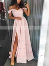 A-line Off-the-shoulder Silk-like Satin Floor-length Split Front Prom Dresses #Milly020106382