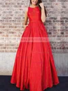 Princess Scoop Neck Taffeta Floor-length Pockets Prom Dresses #Milly020106390
