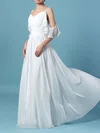 A-line V-neck Chiffon Sweep Train Wedding Dresses With Sashes / Ribbons #Milly00023303