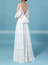A-line V-neck Chiffon Sweep Train Sashes / Ribbons Wedding Dresses #Milly00023303