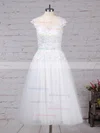 Ball Gown Scoop Neck Tulle Tea-length Beading Wedding Dresses #Milly00023268