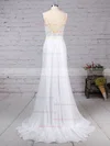 Trumpet/Mermaid Scoop Neck Chiffon Watteau Train Appliques Lace Wedding Dresses #Milly00023156