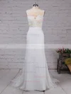 Trumpet/Mermaid Scoop Neck Chiffon Watteau Train Appliques Lace Wedding Dresses #Milly00023156