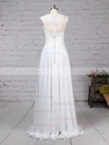 A-line Scoop Neck Chiffon Tulle Floor-length Appliques Lace Wedding Dresses #Milly00023305