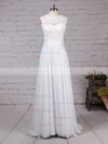 A-line Scoop Neck Chiffon Tulle Floor-length Appliques Lace Wedding Dresses #Milly00023305