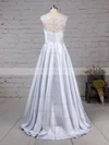 Ball Gown Scoop Neck Satin Tulle Floor-length Appliques Lace Wedding Dresses #Milly00023313